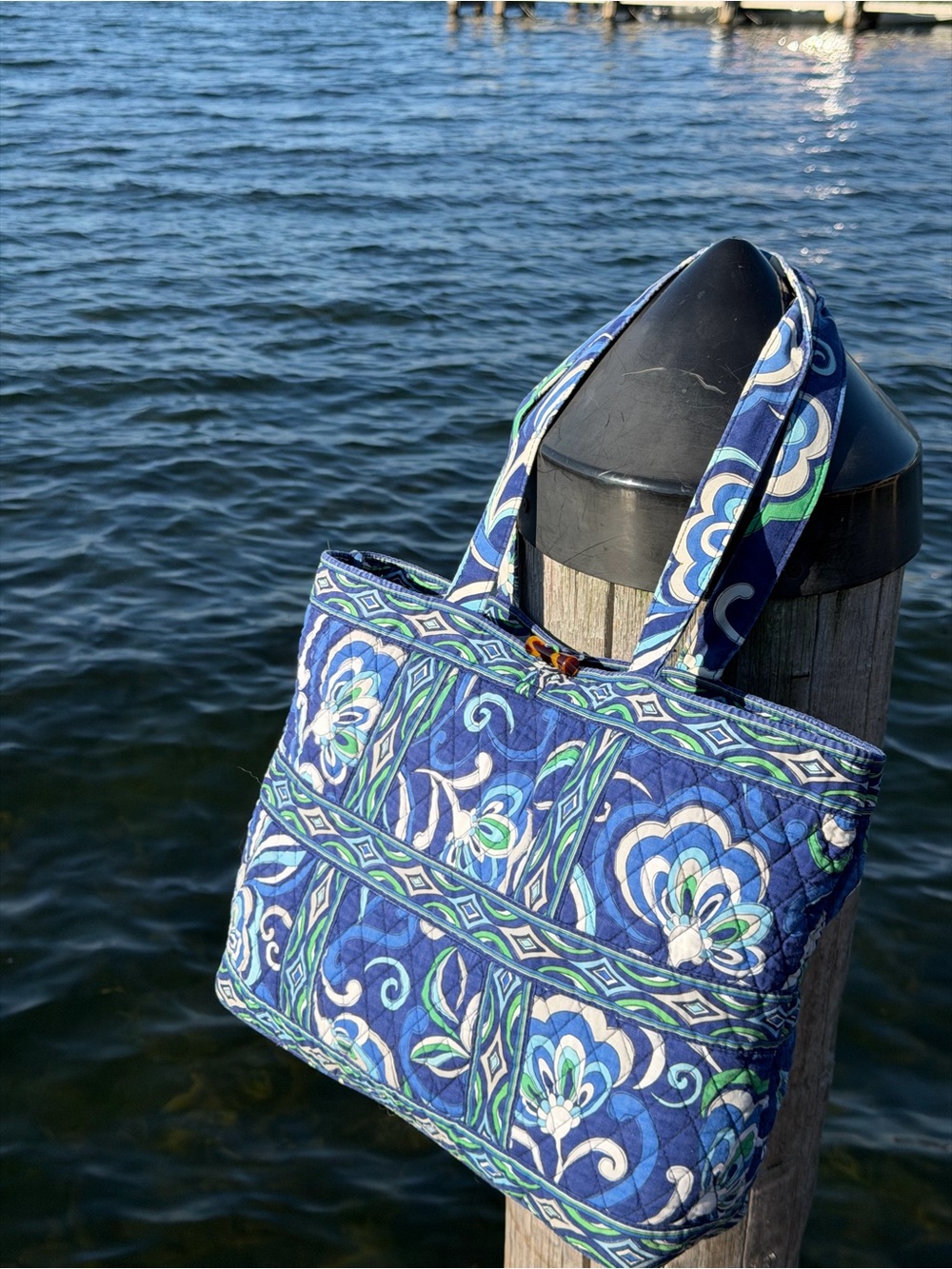 Vera Bradley Blue & Green Quilted Floral Tote